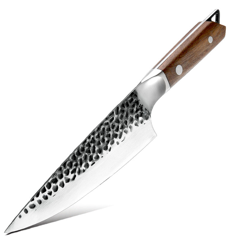 Cuchillo Chef 3 capas Madera Palo Rosa 18 cm Martillado