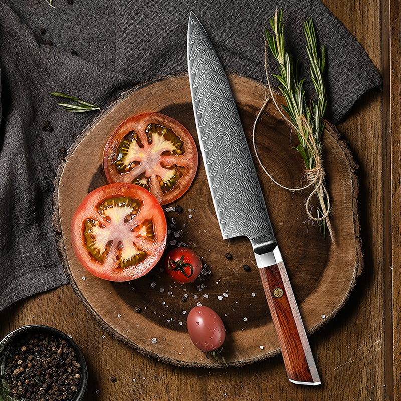 Cuchillo Medio Golpe Patagón Damasco 67 capas Hoja 20 cm