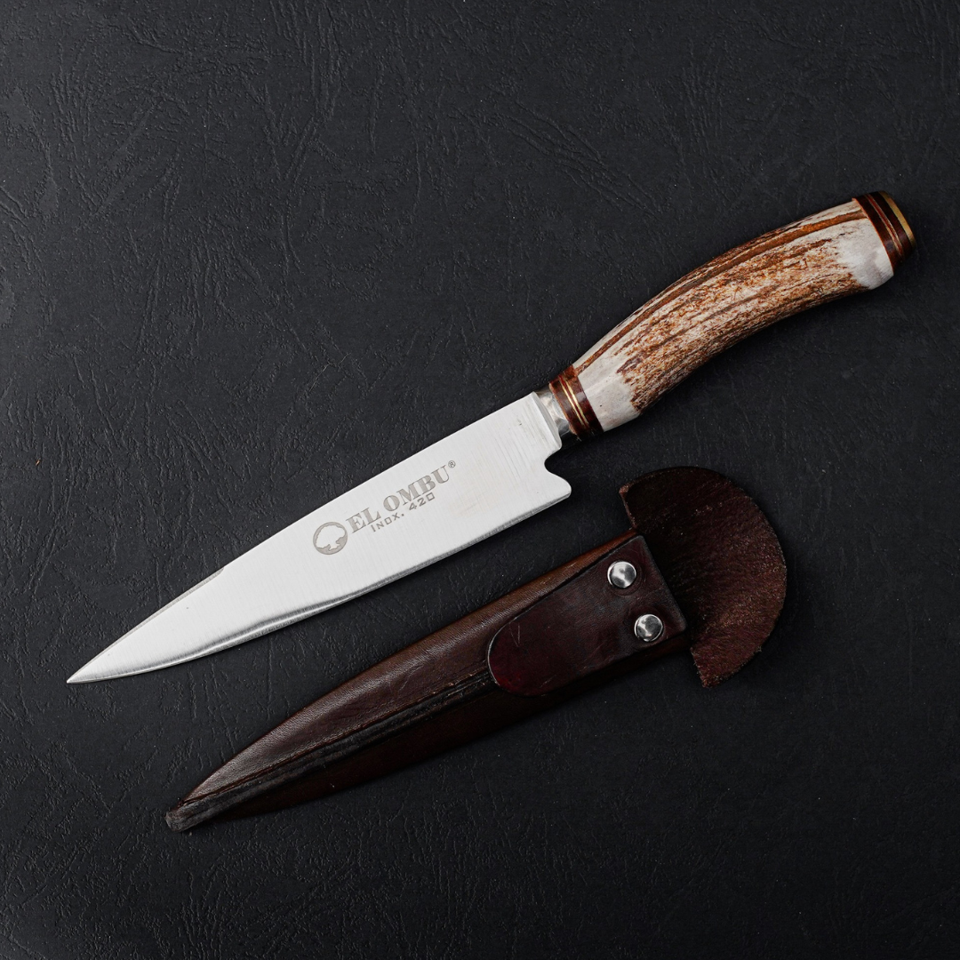 Cuchillo Gaucho El Ombú Artesanal Asta de Ciervo Premium hoja 16 cm
