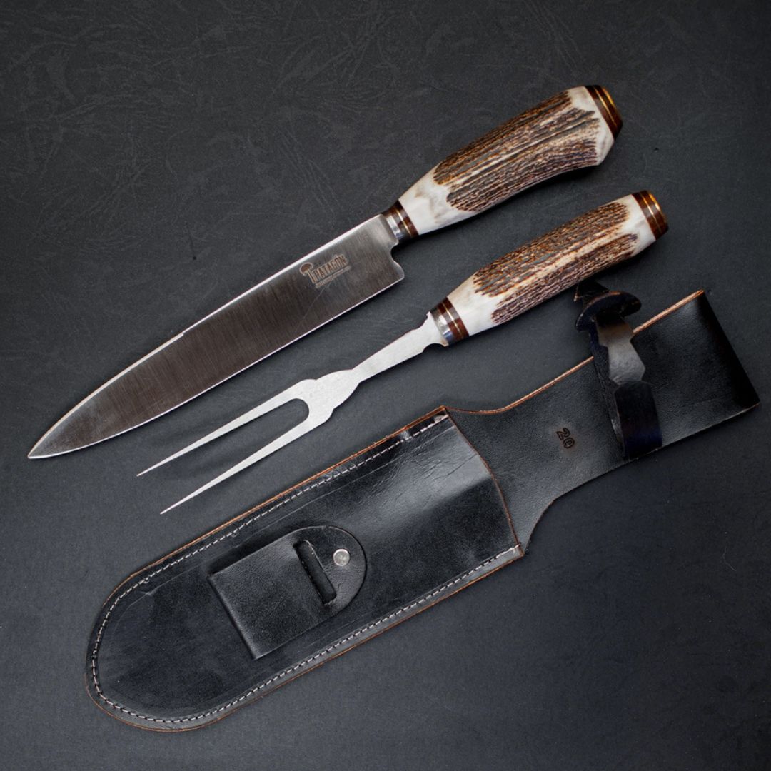Set Parrillero Artesanal Asta De Ciervo 20 cm