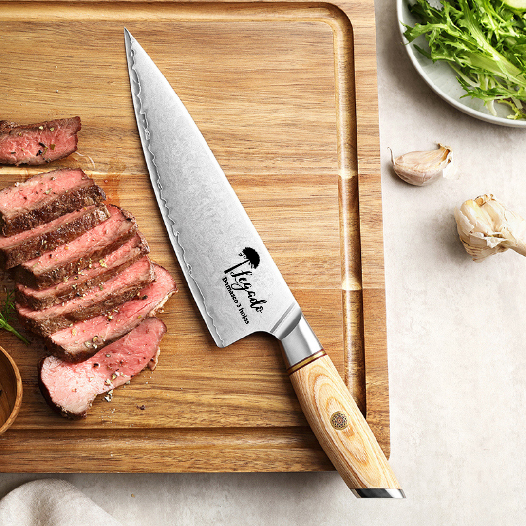 Cuchillo Chef Legado Acero Damasco 3 capas hoja 21 cm