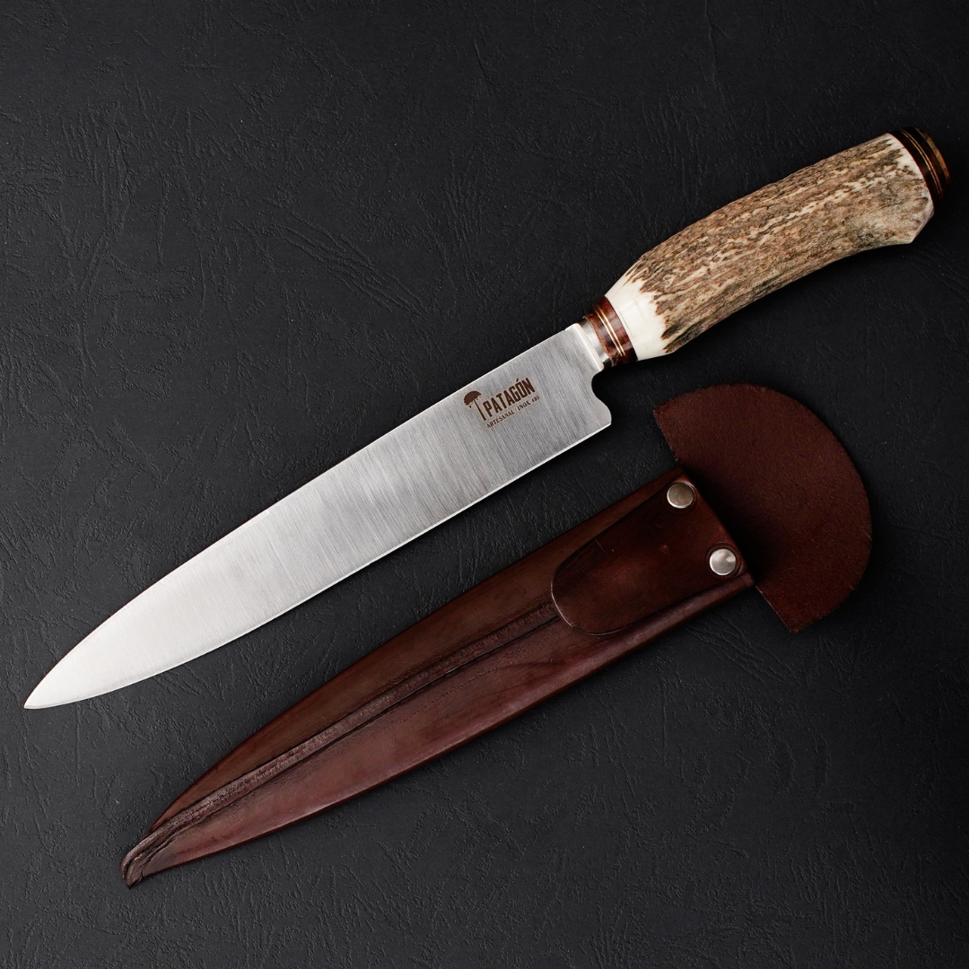 Cuchillo Gaucho Patagón Artesanal Asta De Ciervo hoja 20 cm