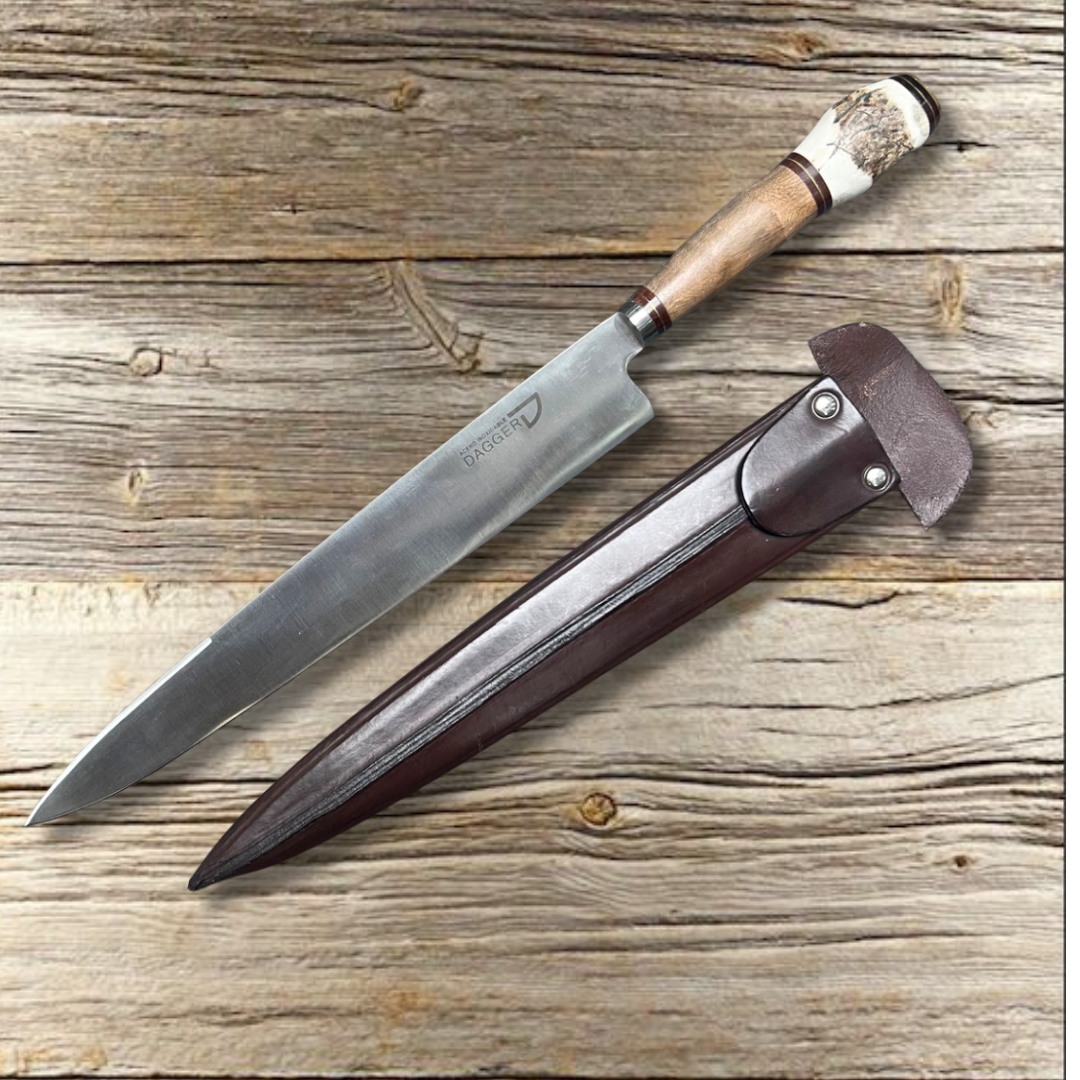 Cuchillo Artesanal Asta De Ciervo Madera 30 cm
