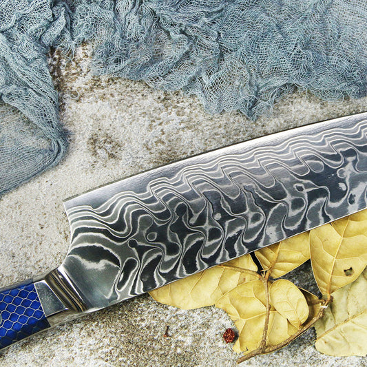 OCEANO - Cuchillo Kiritsuke Damasco 45 capas hoja ancha 20 cm PATAGÓN - Cuchillos Mundo Patagon