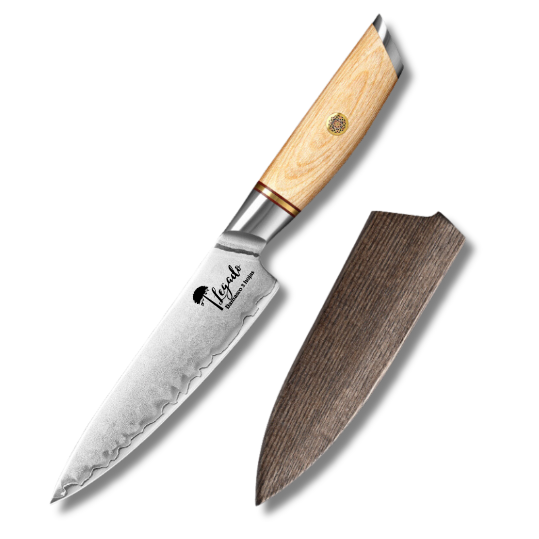 Cuchillo Petty Legado Acero damasco 3 capas hoja 13 cm
