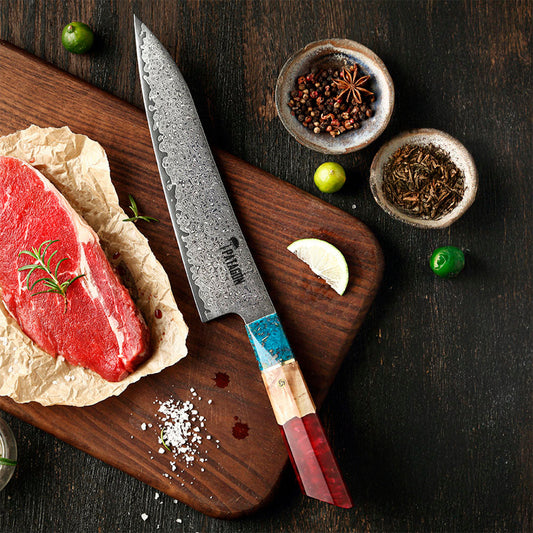 3 Colores - Cuchillo Gyuto Patagon Damasco 67 capas hoja 21 cm PATAGÓN - Cuchillos Mundo Patagon