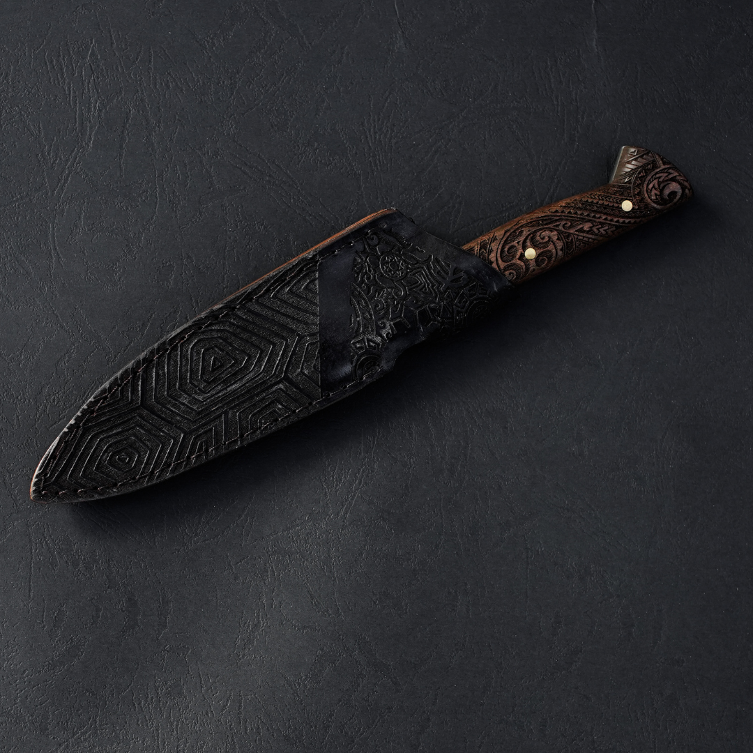 Cuchillo Puntero Legado Artesanal Madera Nativa Tallada Premium hoja 12 cm