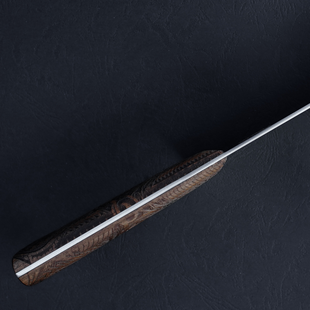 Cuchillo Carnicero Legado Artesanal Madera Nativa Tallada Premium hoja ancha 20 cm