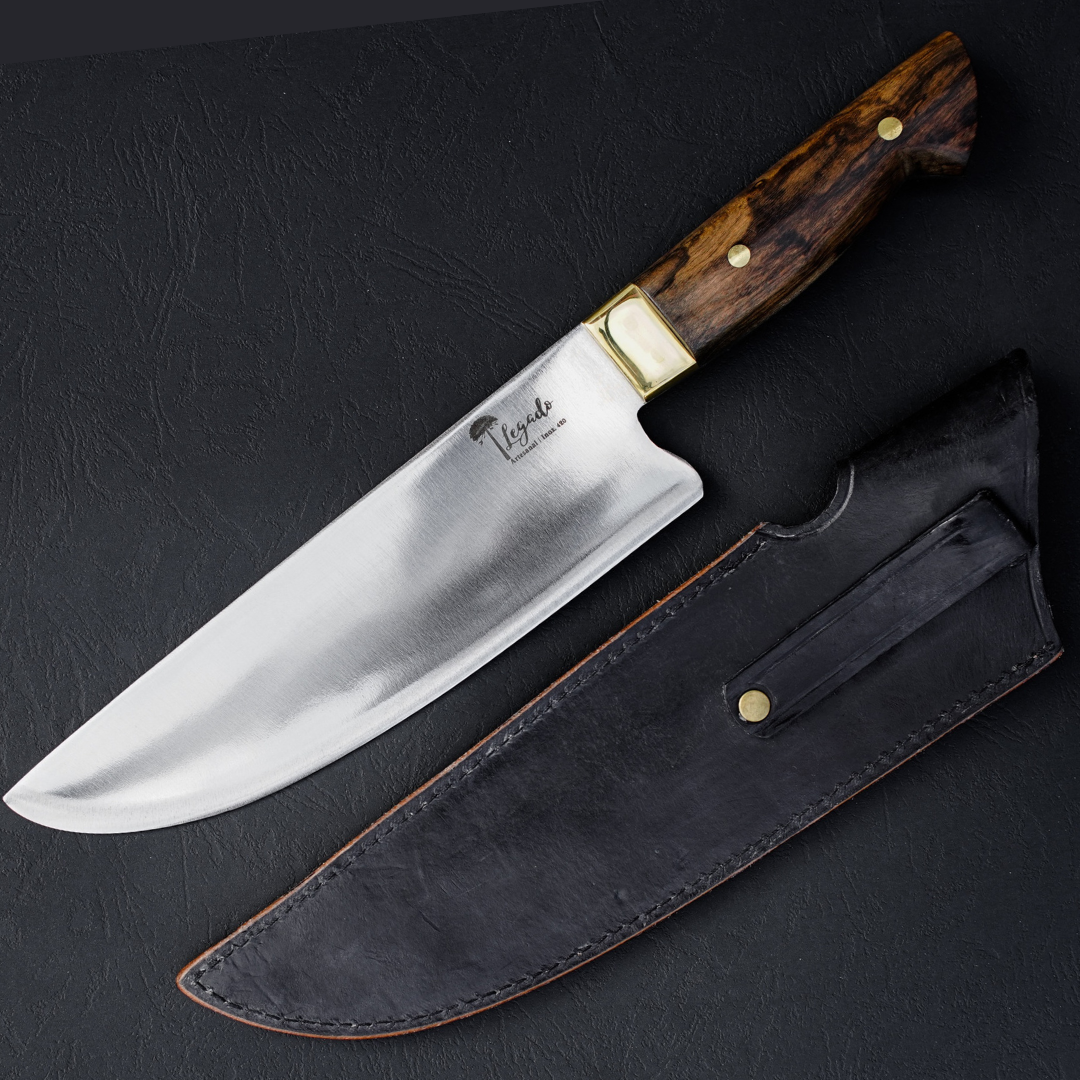 Cuchillo Carnicero Legado Artesanal Madera Nativa Premium hoja ancha 20 cm
