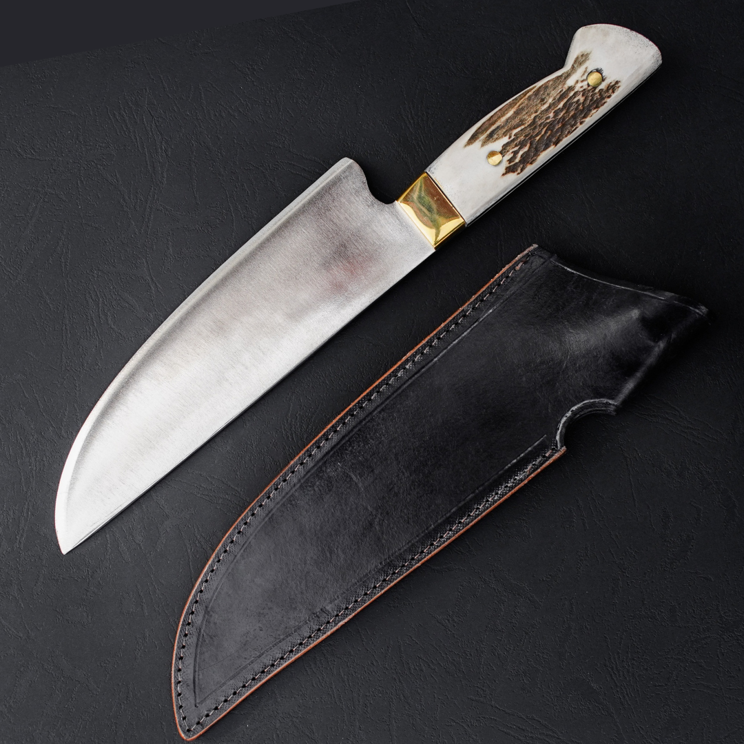 Cuchillo Carnicero Legado Artesanal Asta Ciervo Premium hoja ancha 20 cm