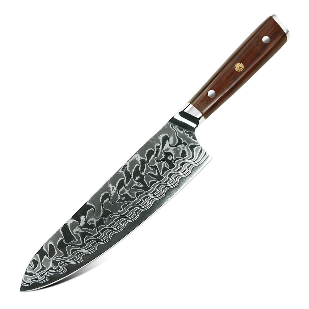 Cuchillo Chef Patagon Damasco 67 capas hoja ancha 20 cm