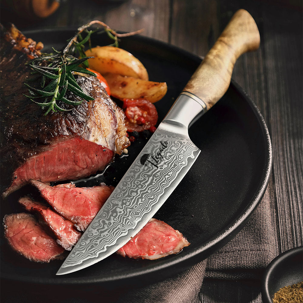 ABEDUL - Cuchillo Utilitario Damasco 67 hoja 13 cm capas LEGADO