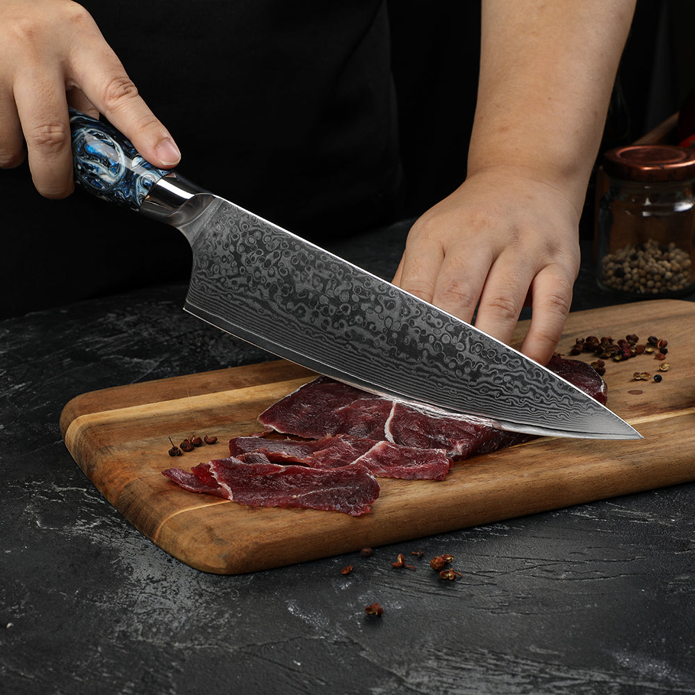 GLACIAR - Cuchillo Chef Acero Damasco 67 capas hoja 20 cm PATAGÓN