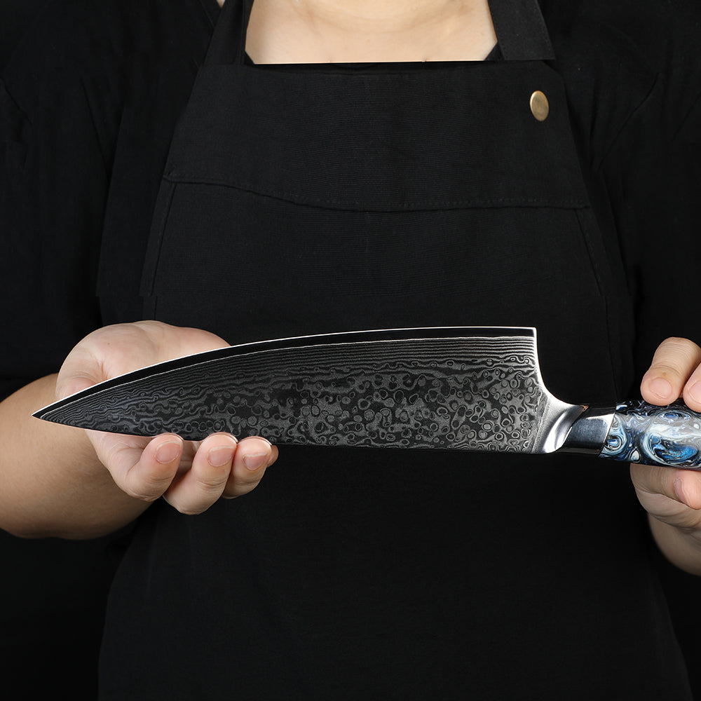 GLACIAR - Cuchillo Chef Acero Damasco 67 capas hoja 20 cm PATAGÓN