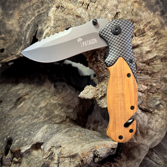 Cortapluma de rescate Acero Inox Revestido PATAGÓN - FIBRA - Cuchillos Mundo Patagon