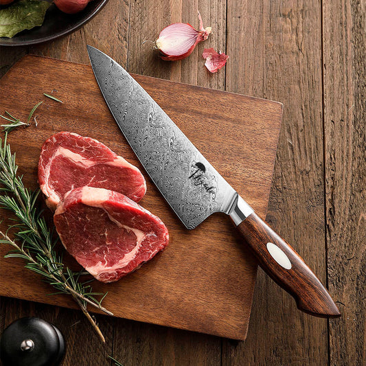 Cuchillo Chef Acero Damasco PRO 110 capas - ALERCE (7043648421990)