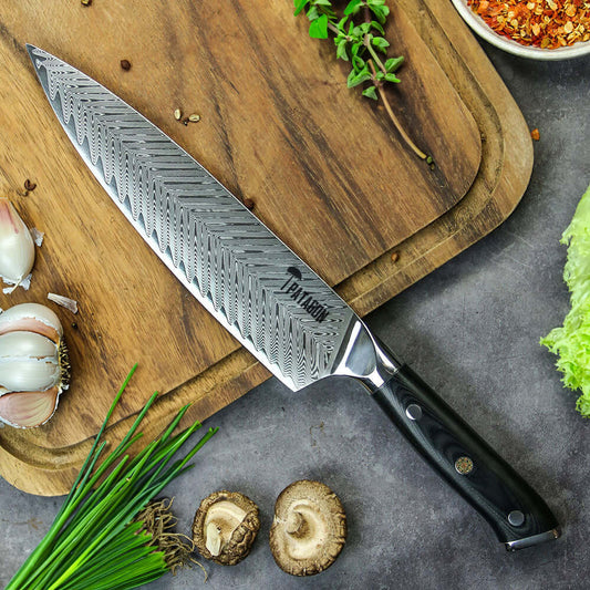 Cuchillo Parrillero Acero Damasco 67 capas hoja 20 cm - KUERVO