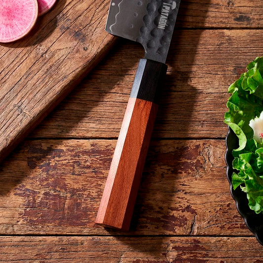 Cuchillo Nakiri Acero Revestido 3 capas hoja 18 cm - PALO ROSA (8007094272102)