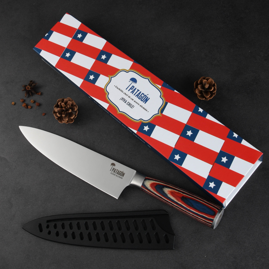 Cuchillo Medio Golpe Patagón Acero Alemán Viva Chile! hoja 20 cm