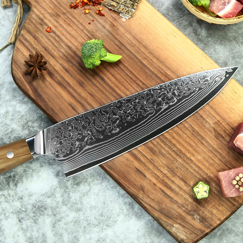 Cuchillo Chef Patagon Damasco 67 capas hoja 20 cm