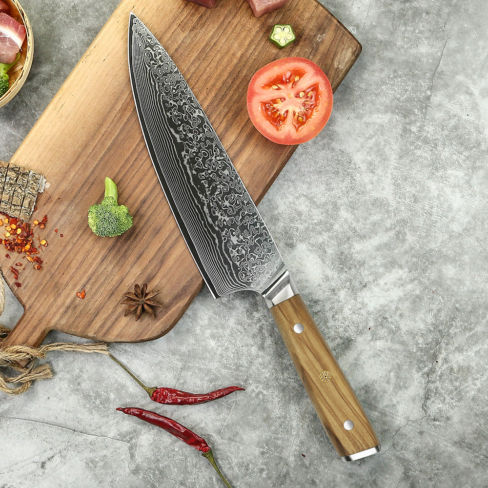Cuchillo Chef Patagon Damasco 67 capas hoja 20 cm