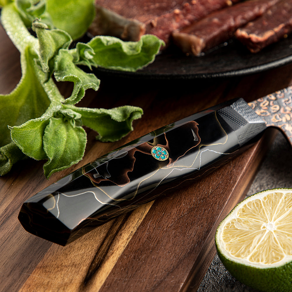 VETAS DE COBRE - Cuchillo CHEF PRO Acero Damasco 37 capas Hoja 20 cm LEGADO