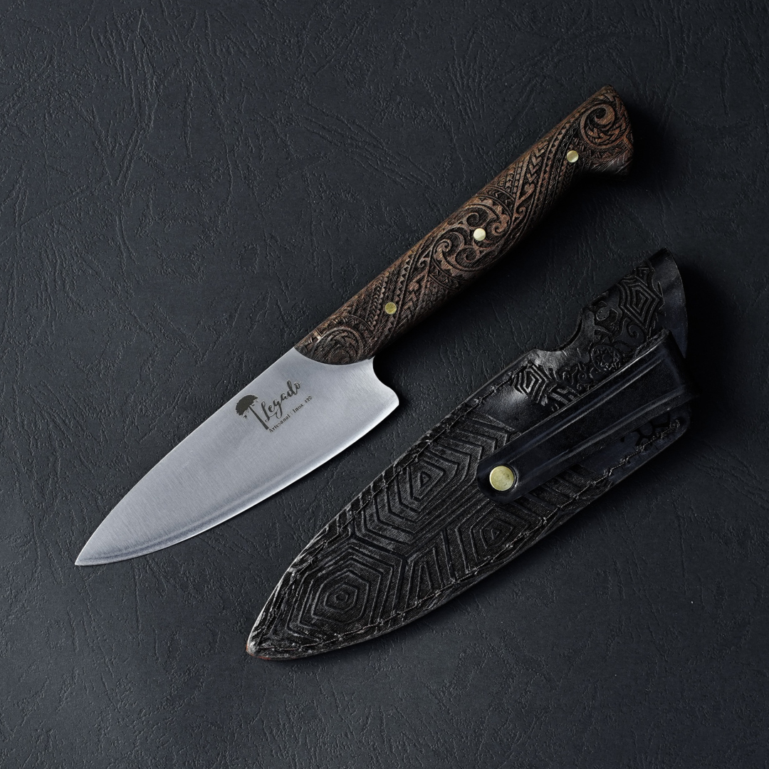 Cuchillo Puntero Legado Artesanal Madera Nativa Tallada Premium hoja 12 cm