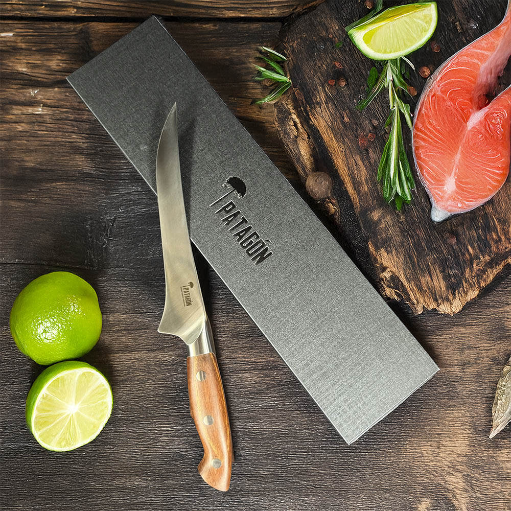 PELLÍN - Cuchillo Fileteador Acero Alemán Premium Hoja 16 cm PATAGÓN Con caja regalo