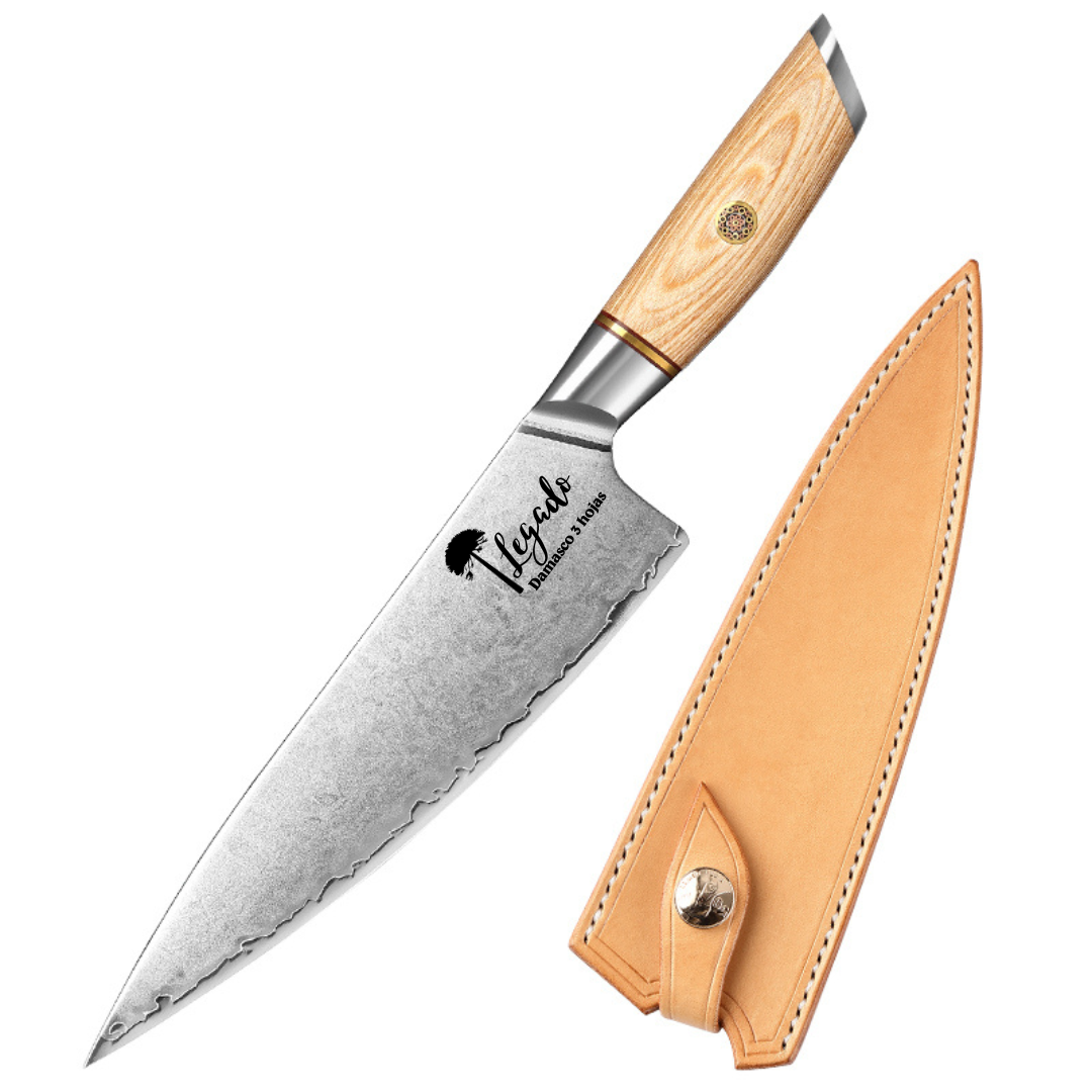 Cuchillo Chef Legado Acero Damasco 3 capas hoja 21 cm