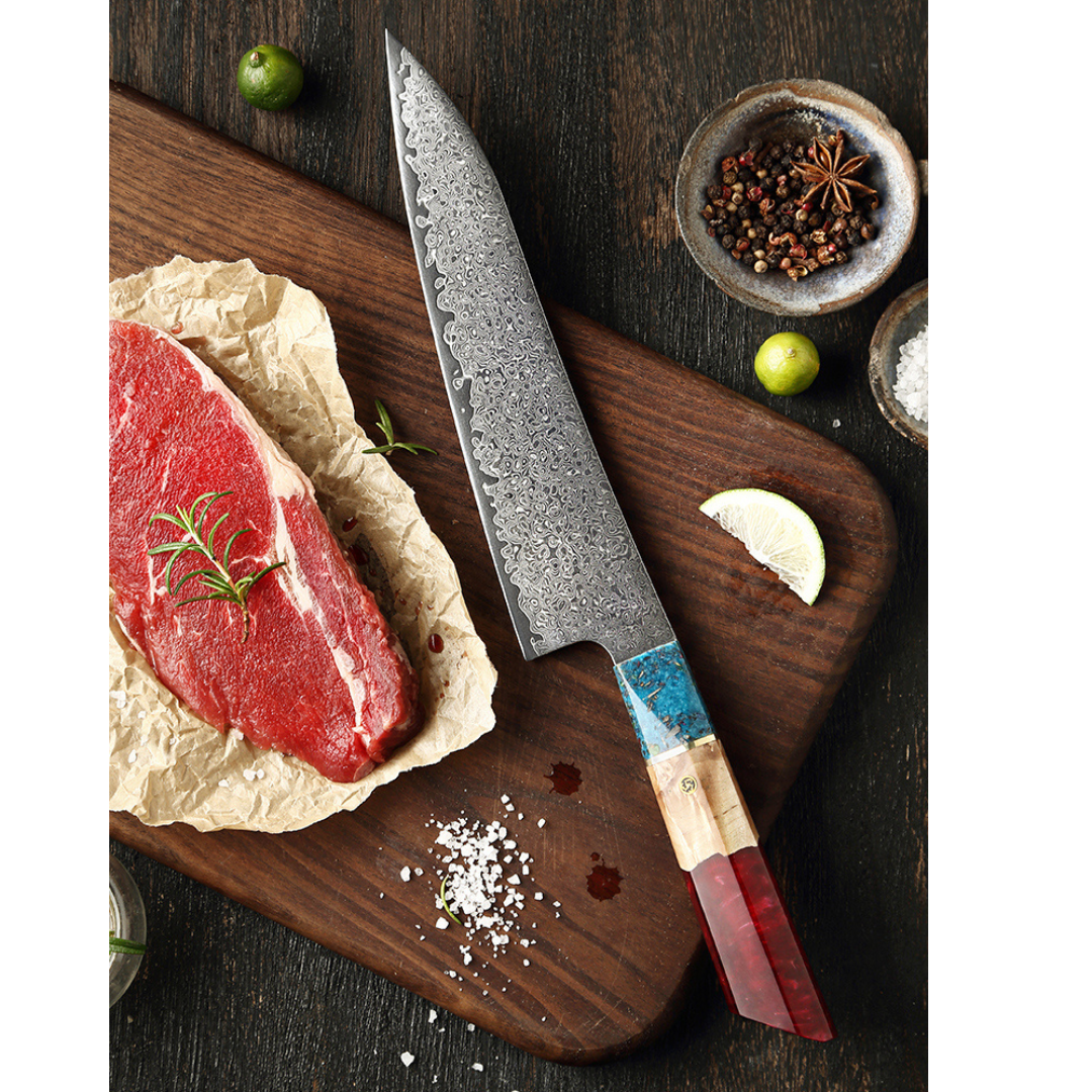 Cuchillo Gyuto Patagon Damasco 67 capas 21 cm