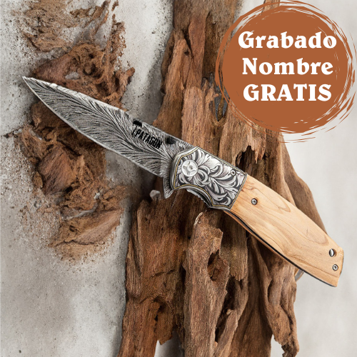 DAMASQUINADA - Corta pluma plegable Acero Inox. Recubierto
