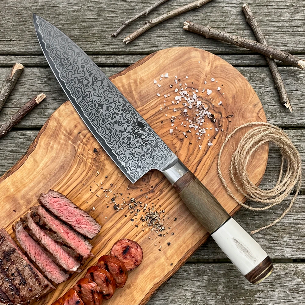 Cuchillo Acero Damasco 67 capas Artesanal LEGADO - CLAVEL