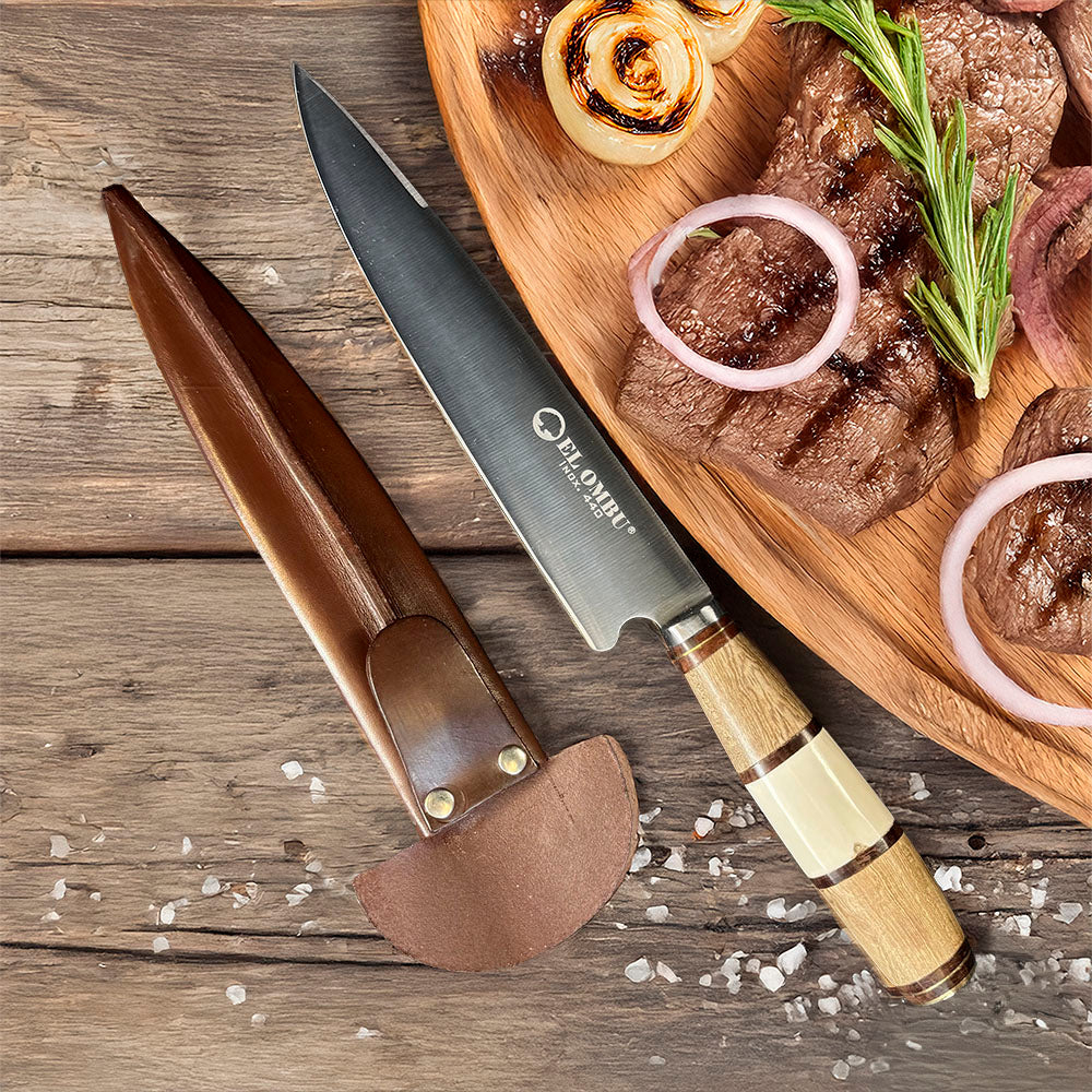 Cuchillo Artesanal Parrillero hoja 20 cm EL OMBU - GAUCHO PREMIUM