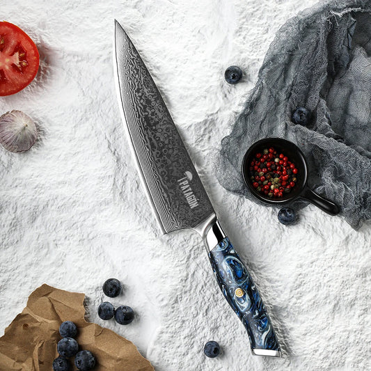 GLACIAR - Cuchillo Chef Acero Damasco 67 capas hoja 20 cm PATAGÓN