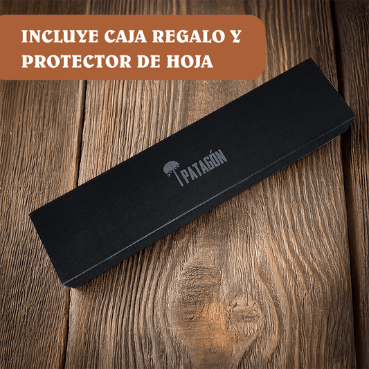 Hacha Acero Damasco 45 capas Patagón - NÁCAR DE MAR - Cuchillos Mundo Patagon