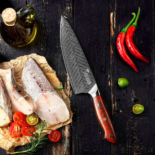 TRUCHA ARCO - Cuchillo Chef Damasco 67 capas hoja 20 cm PATAGÓN