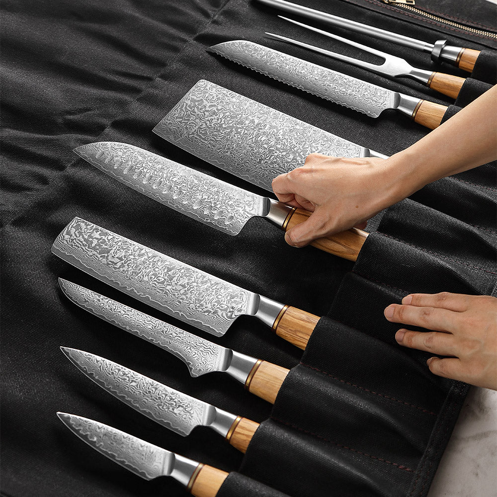 Bolso porta cuchillos profesional de 12 espacios - Negro