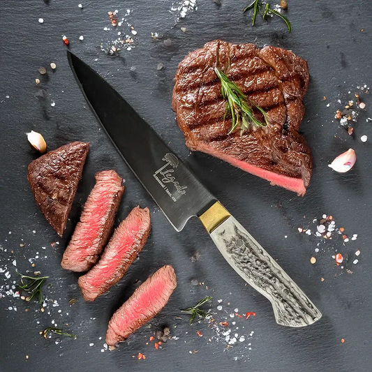 Cuchillo de asado artesanal acero Inox. hoja 20 cm LEGADO - HUEMUL - Cuchillos Mundo Patagon
