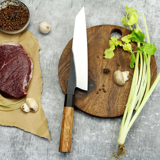 Cuchillo Kiritsuke Acero Al Carbono hoja 22 cm PATAGÓN - HIBRIDO - Cuchillos Mundo Patagon