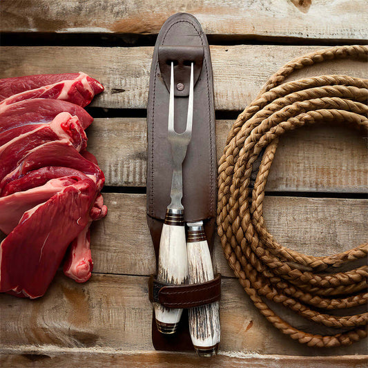 GAUCHO - Set Verijero Parrillero Artesanal Asta Ciervo 20 cm PATAGÓN - Cuchillos Mundo Patagon