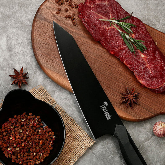 TITANIO NEGRO - Kiritsuke Acero Revestido Titanio hoja 18 cm PATAGÓN - Cuchillos Mundo Patagon