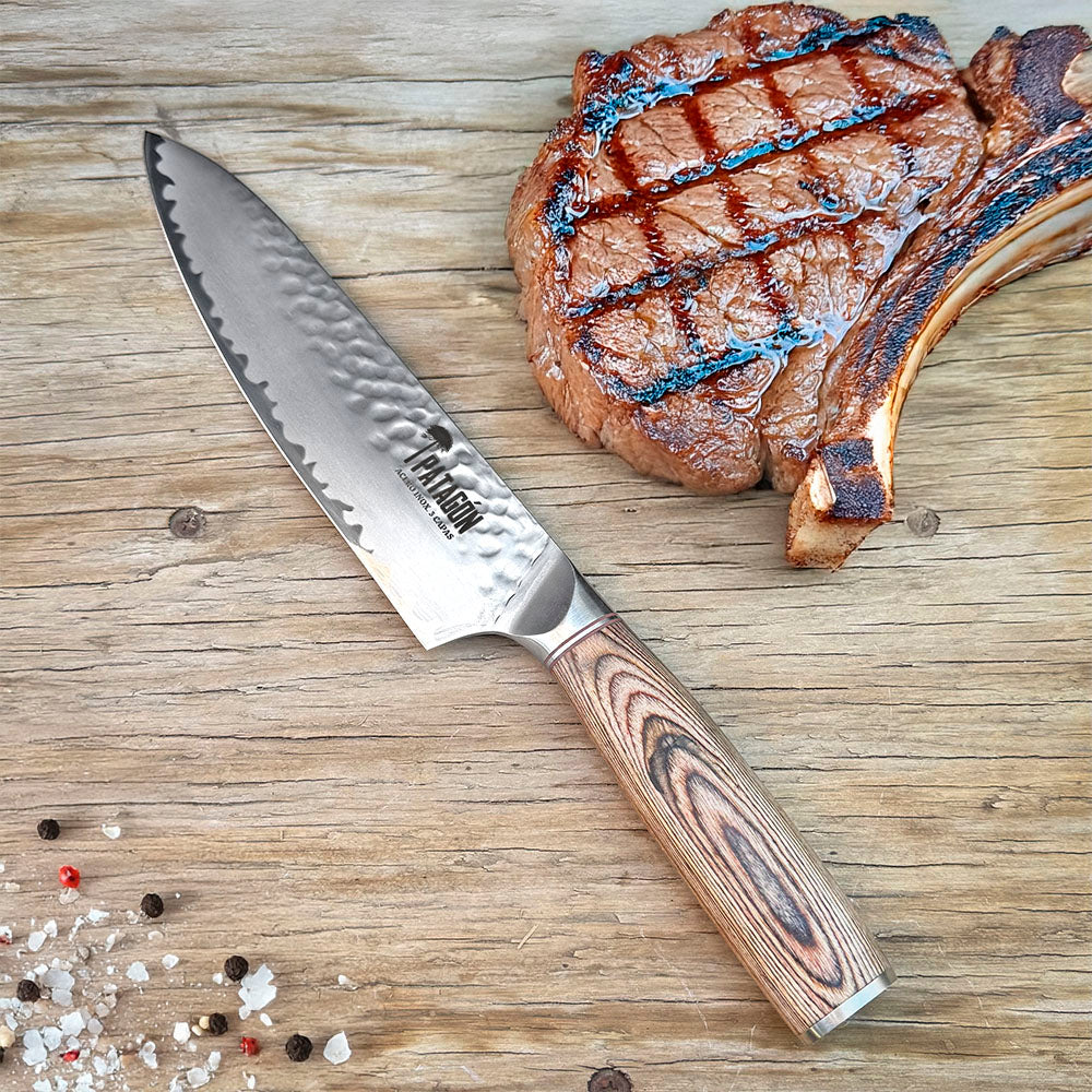 Cuchillo Parrillero Acero Alemán 3 capas hoja 20 PATAGÓN - VIVA EL ASADO