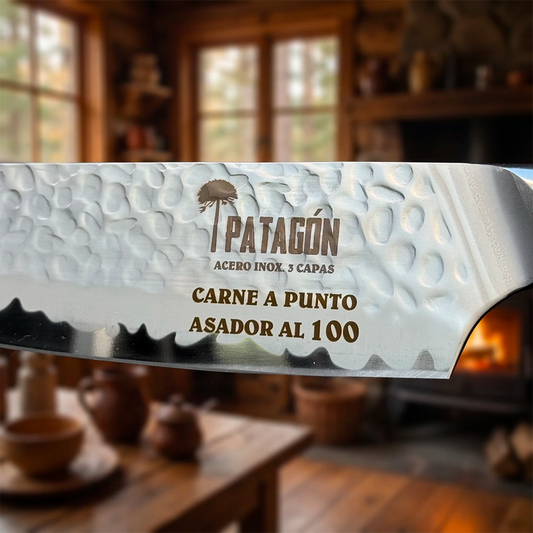Cuchillo Parrillero en Acero Alemán VIVA EL ASADO - PATAGÓN