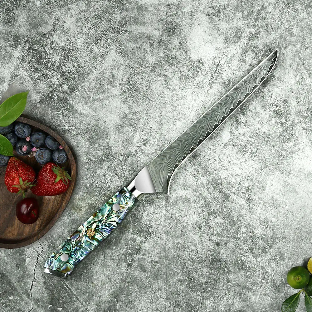 NÁCAR - Cuchillo Deshuesador Damasco 67 capas hoja 14 cm DAMASCO
