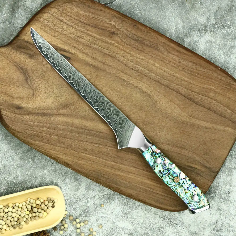 NÁCAR - Cuchillo Deshuesador Damasco 67 capas hoja 14 cm DAMASCO