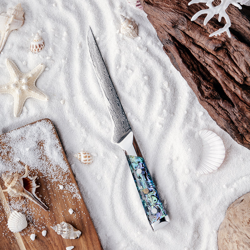 NÁCAR DEL PACÍFICO - Cuchillo Deshuesador Patagón Damasco 67 capas hoja 14 cm