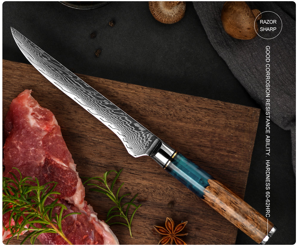 Cuchillo Deshuesador Patagón Damasco 67 capas hoja 14 cm - Mediterraneo