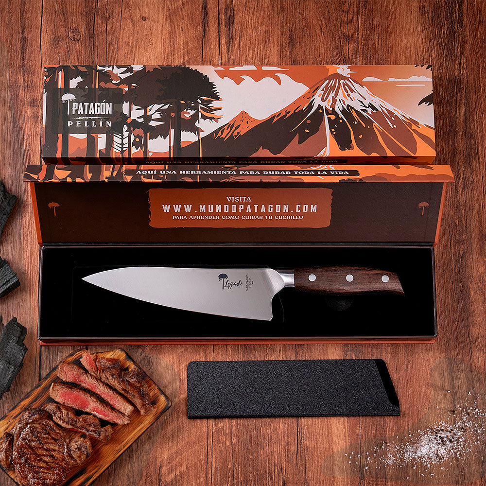 Cuchillo Chef Acero Alemán Premium Hoja 19 cm LEGADO - ROBLE FUERTE - Cuchillos Mundo Patagon