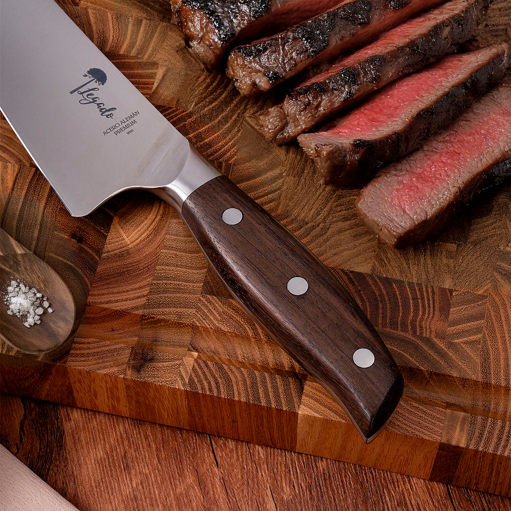 Cuchillo Chef Acero Alemán Premium Hoja 19 cm LEGADO - ROBLE FUERTE - Cuchillos Mundo Patagon