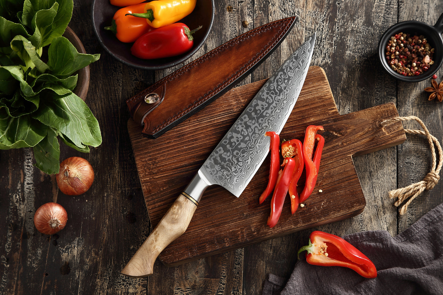 ABEDUL - Cuchillo Chef Damasco 67 capas hoja 20 cm LEGADO